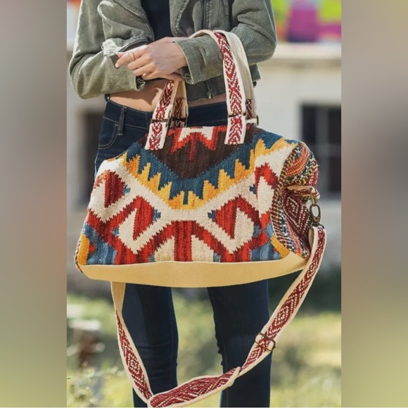 🆕 RUGGINE | BOHO CHIC WEEKENDER DUFFEL BAG - Picture 6 of 7